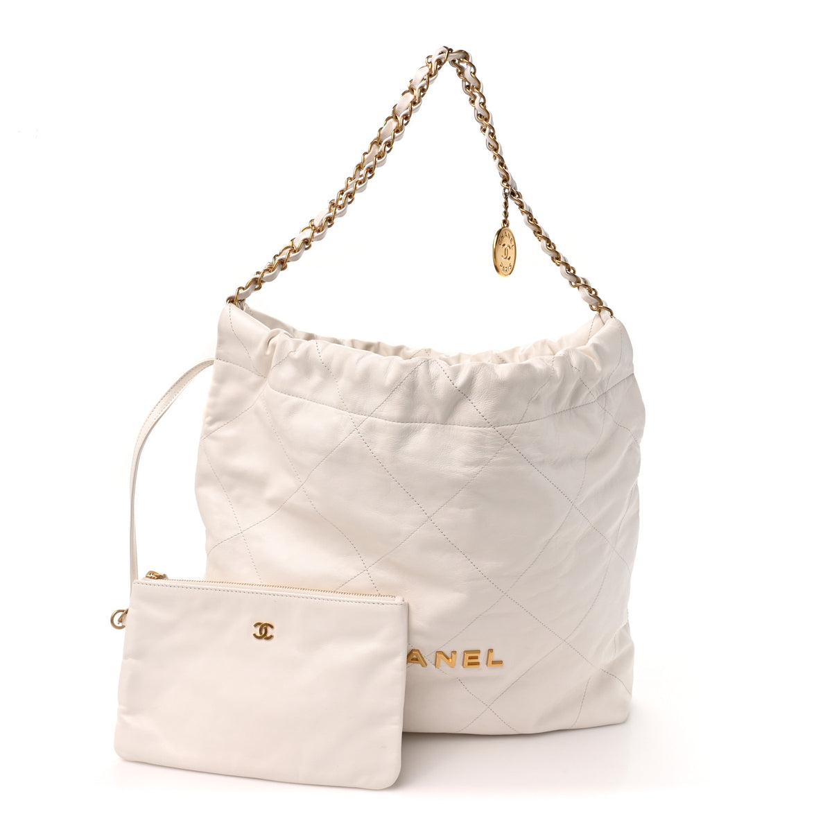 Chanel Shiny Calfskin Quilted Small Chanel 22 White 3 of 13
