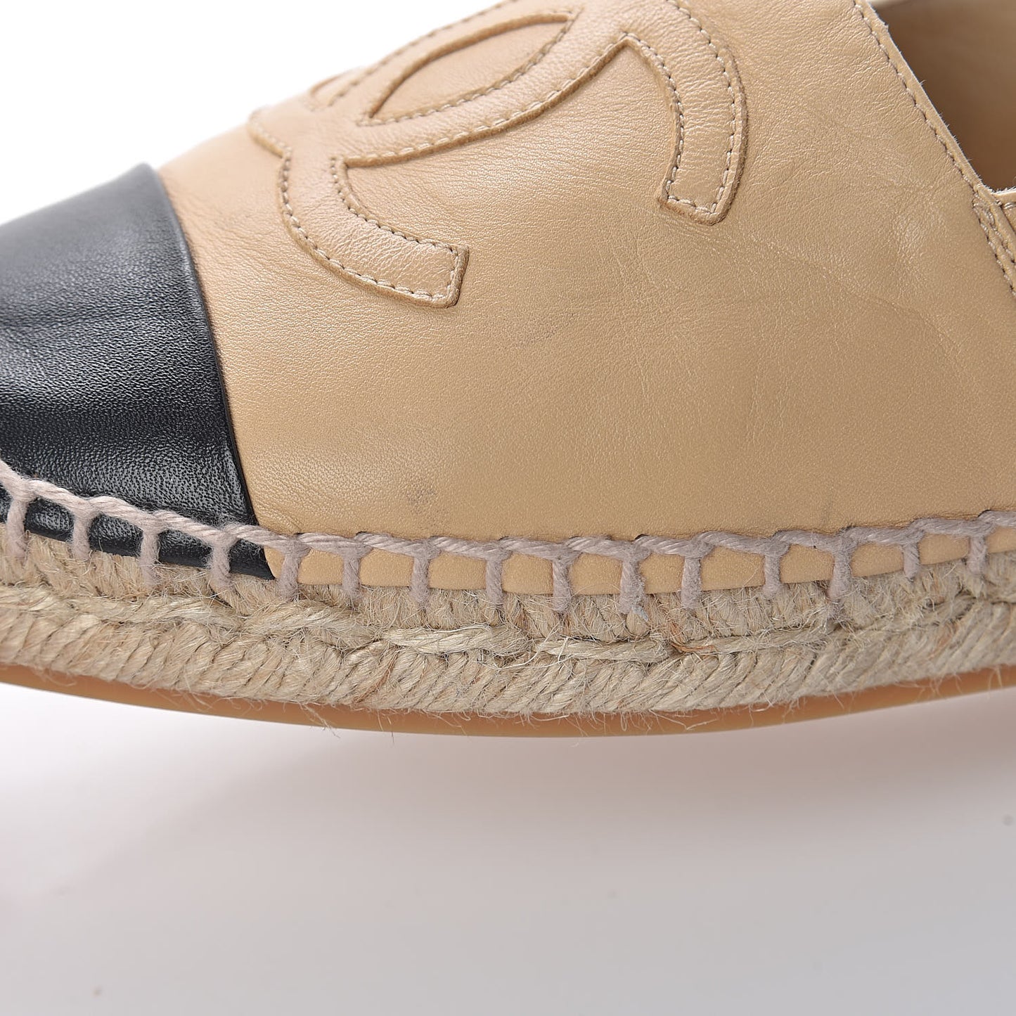 Lambskin CC Espadrilles 36 Beige Black