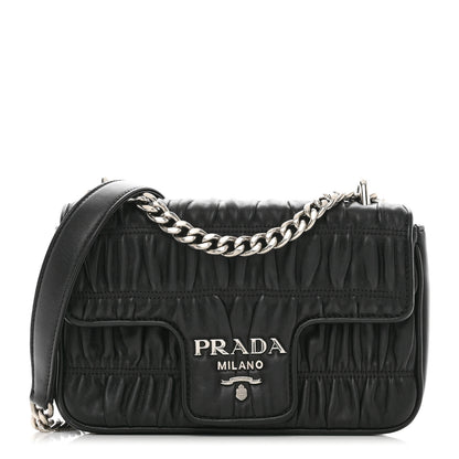 Prada Nappa Gaufre Small Chain Flap Shoulder Bag Black 1 of 9