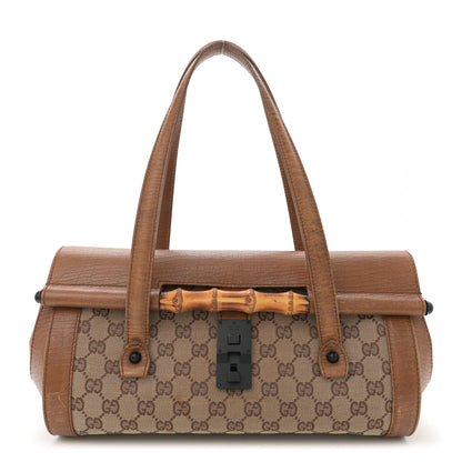 Gucci Monogram Bamboo Bullet Satchel Brown 1 of 13