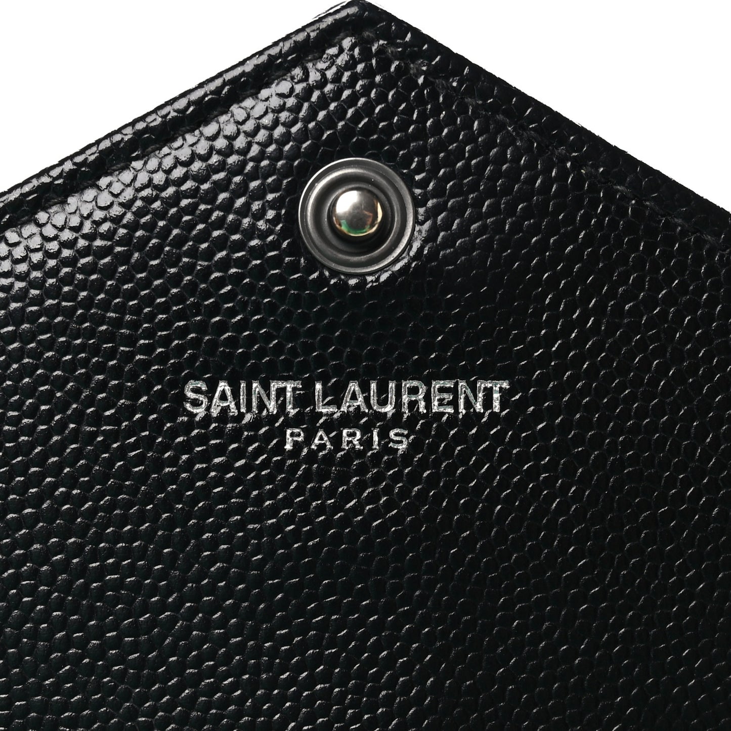 Grain De Poudre Matelasse Chevron Monogram Monochrome Envelope Chain Wallet Black