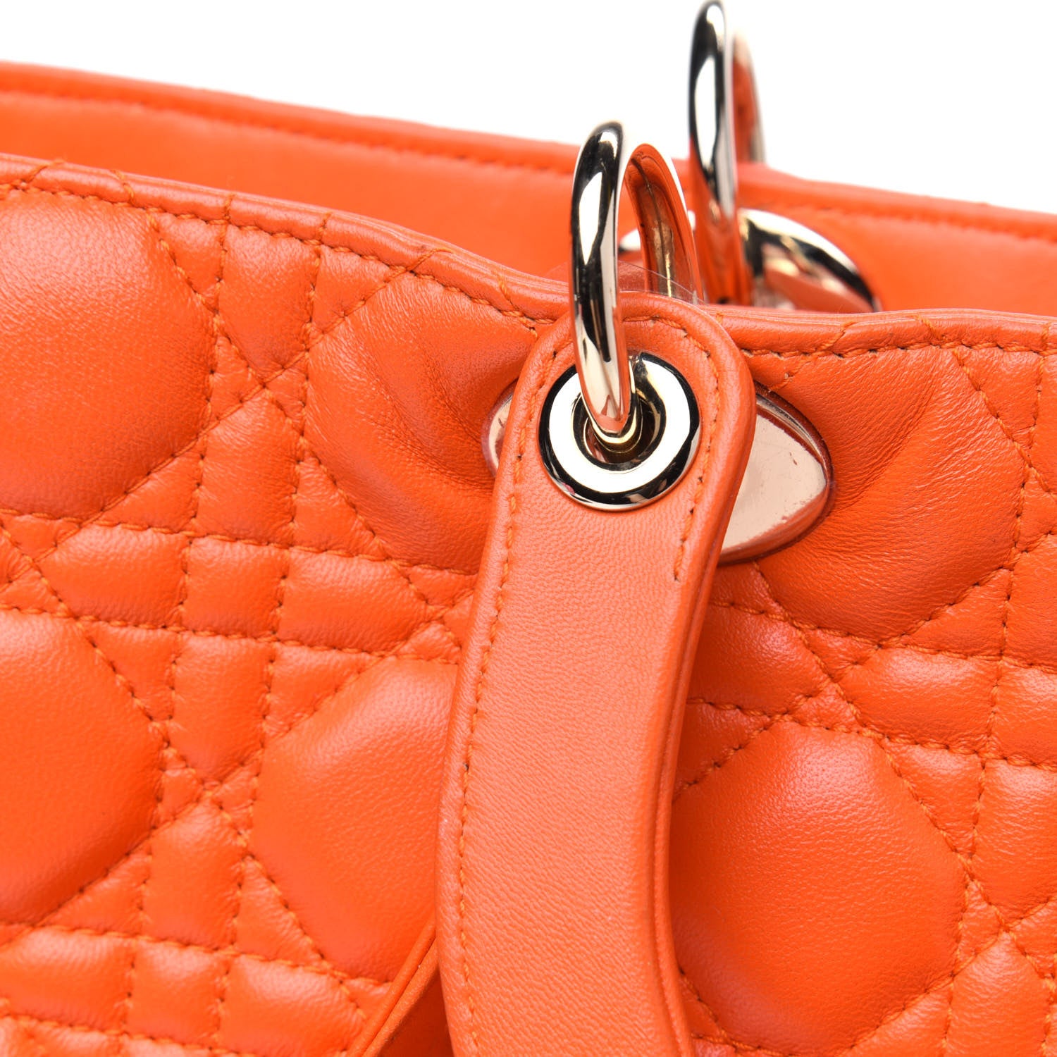 Christian Dior Lambskin Cannage Large Lady Dior Orange 15 of 18