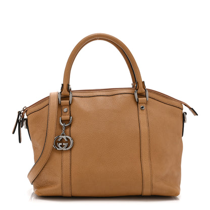 Gucci Pebbled Calfskin Medium GG Convertible Dome Satchel Beige 1 of 11