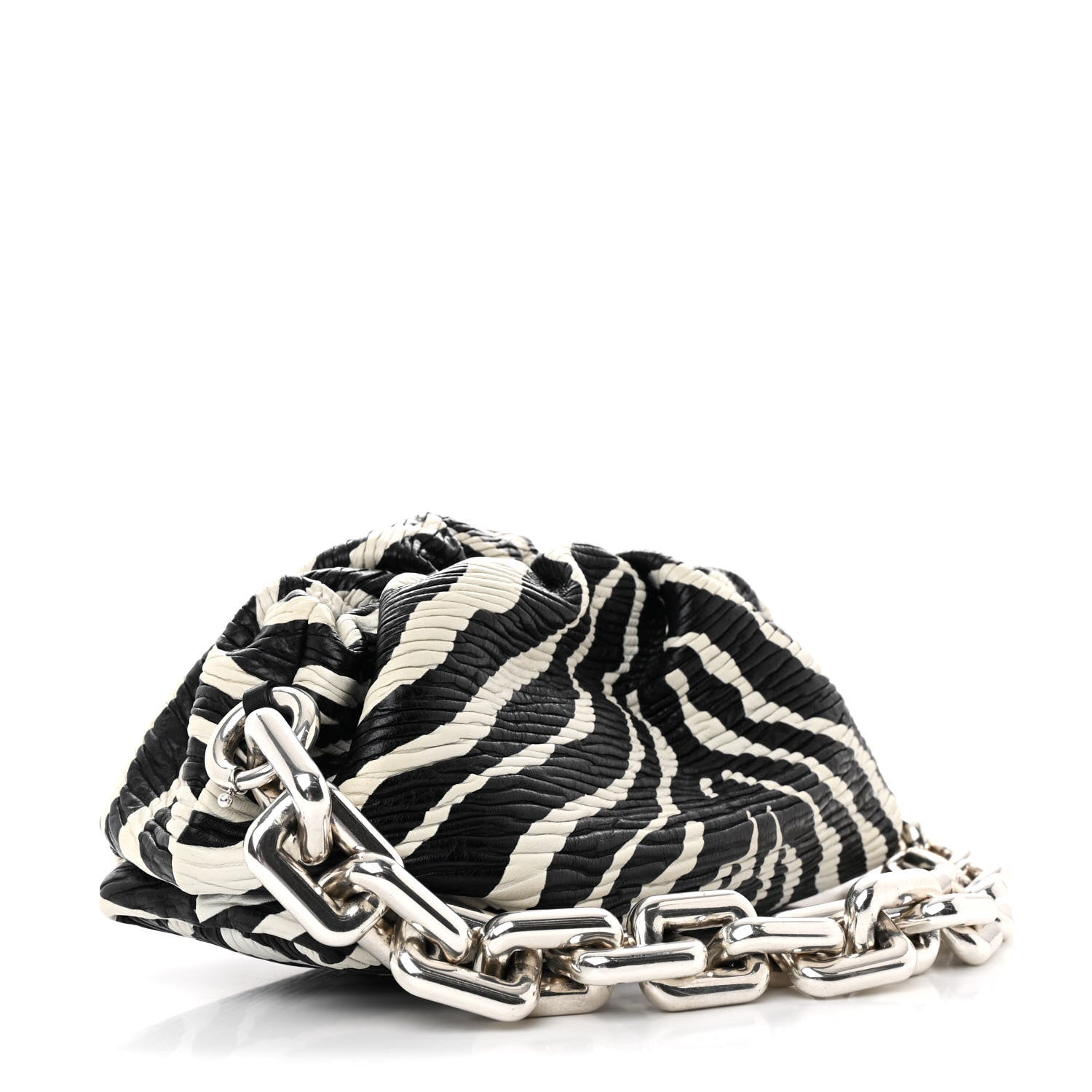 Bottega Veneta Nappa Zebra Print The Pouch Oversized Clutch White Black 3 of 10