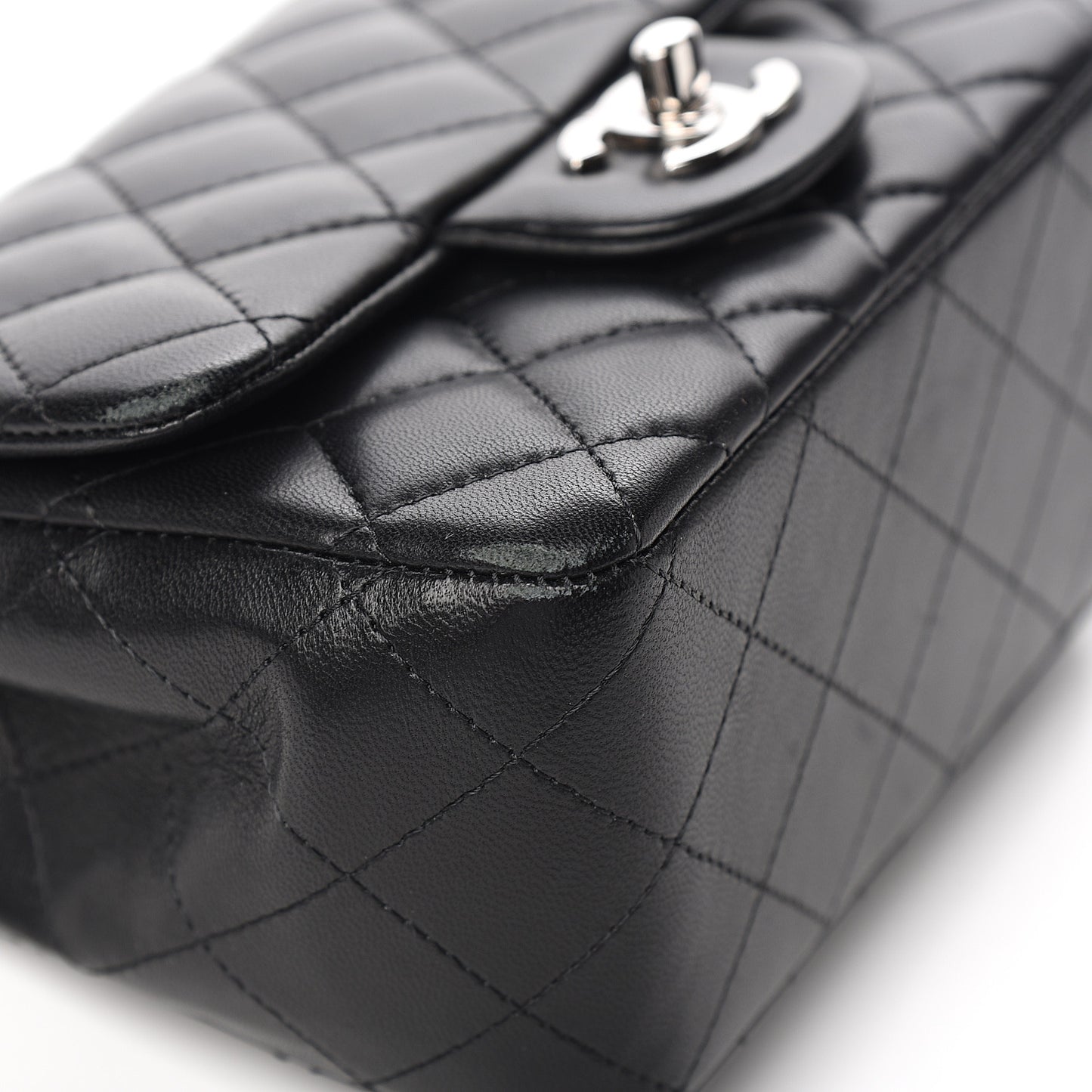 Lambskin Quilted Mini Square Flap Black