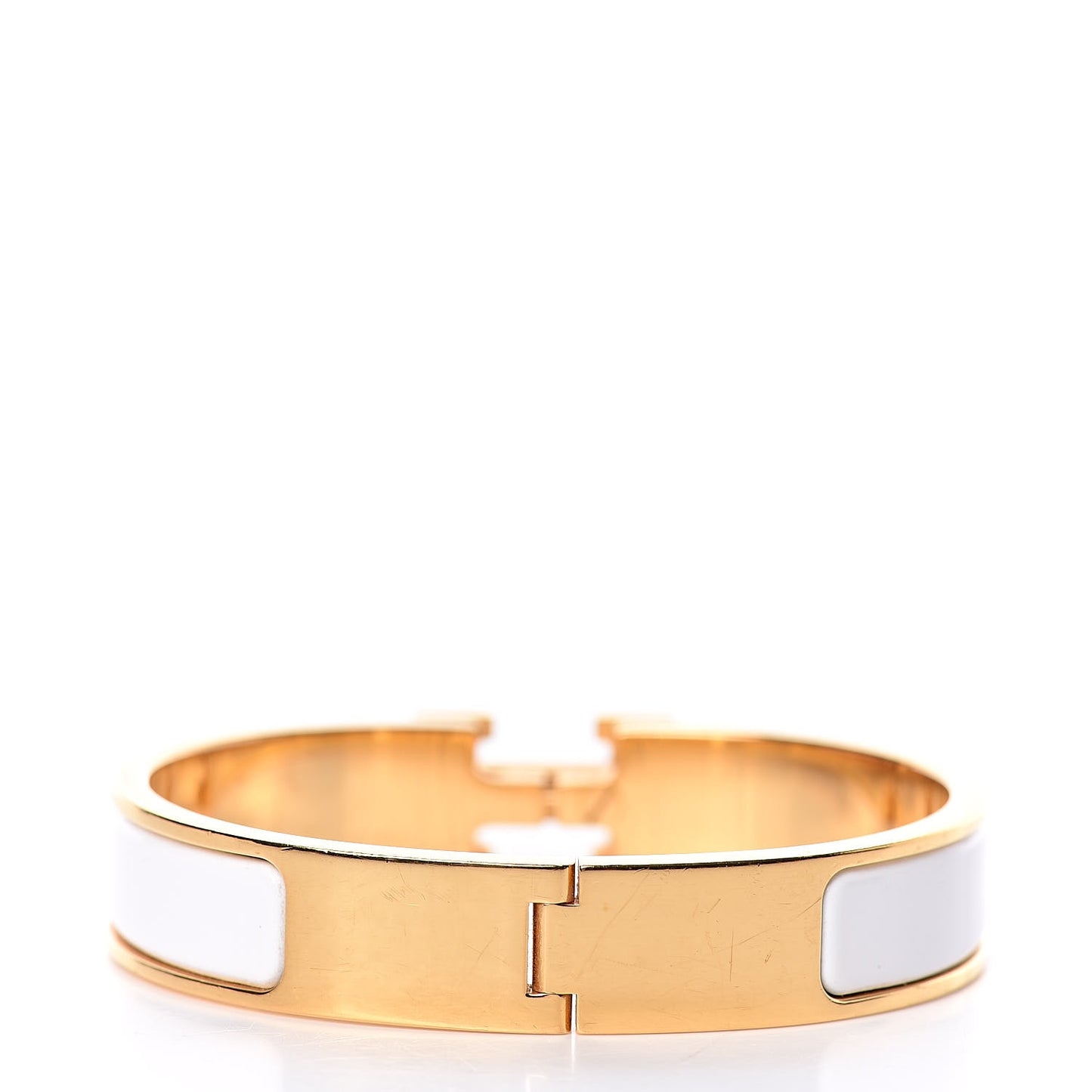 Enamel Narrow Clic Clac H Bracelet PM White