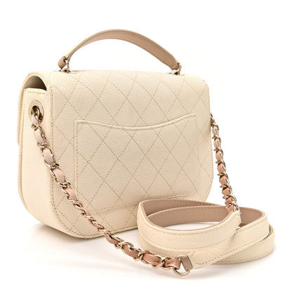 Chanel Grained Calfskin Quilted Small Cuba Top Handle Flap White 3 of 10