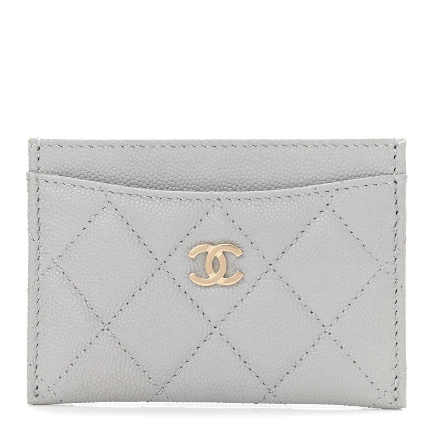 Caviar Quilted Card Holder Grey