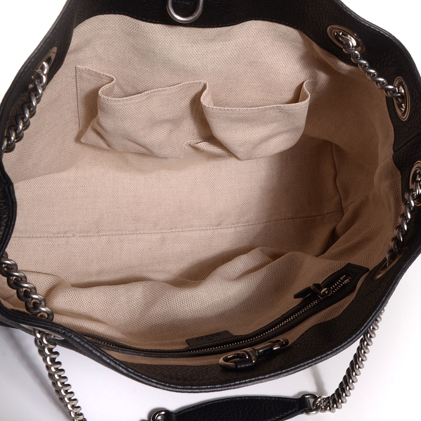 Pebbled Calfskin Studded Medium Soho Chain Shoulder Bag Black