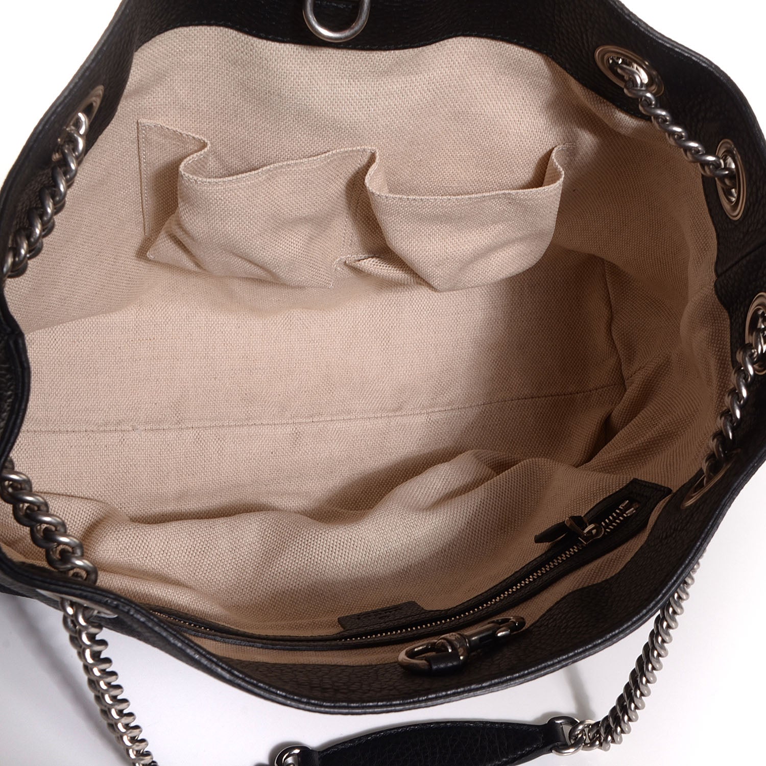 Gucci Pebbled Calfskin Studded Medium Soho Chain Shoulder Bag Black 5 of 9