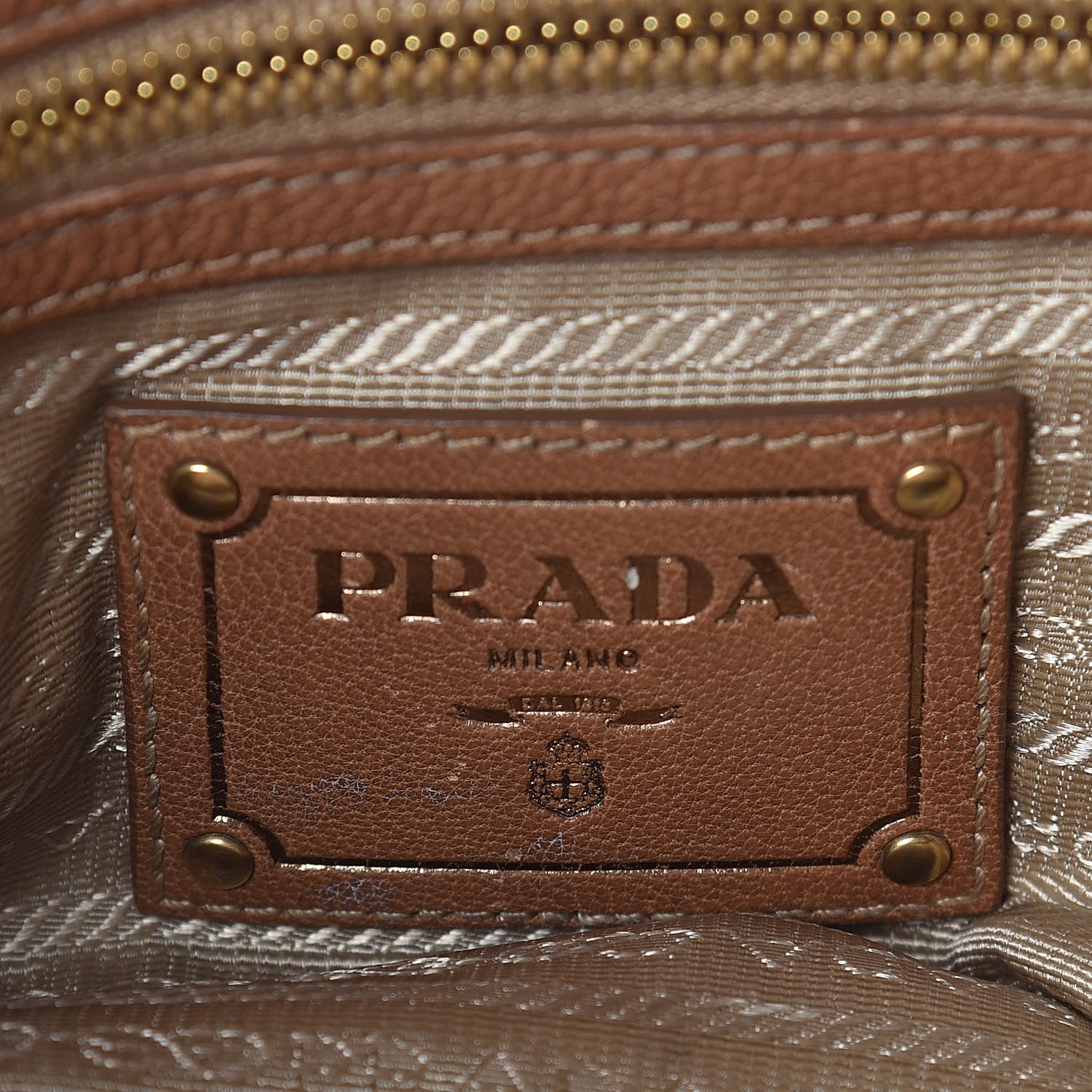 Prada Jacquard Logo Handbag Corda Brandy 7 of 10
