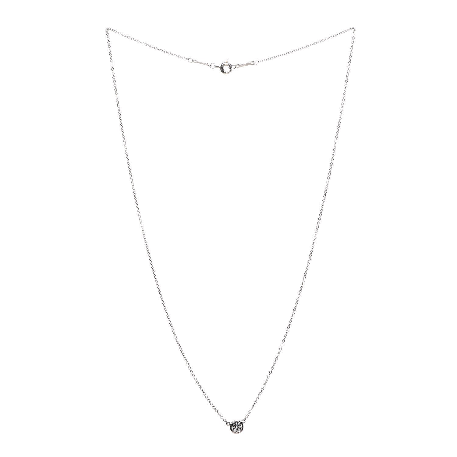 Tiffany Platinum Diamond .27ct Elsa Peretti Diamonds by the Yard Pendant Necklace 3 of 8