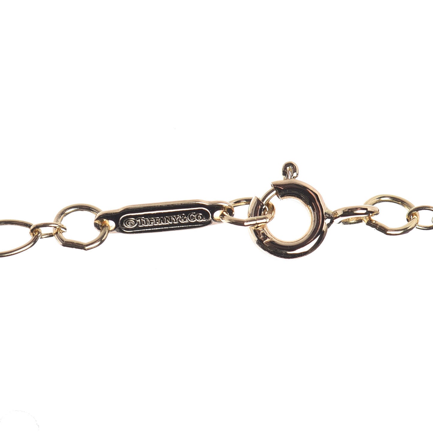 18K Yellow Gold Small Oval Key Pendant Link Necklace