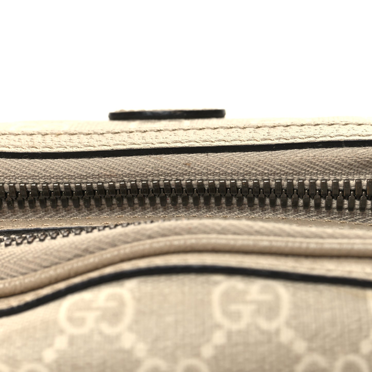 GG Supreme Monogram Textured Calfskin Web Retro Interlocking G Belt Bag Beige Mystic White Oatmeal