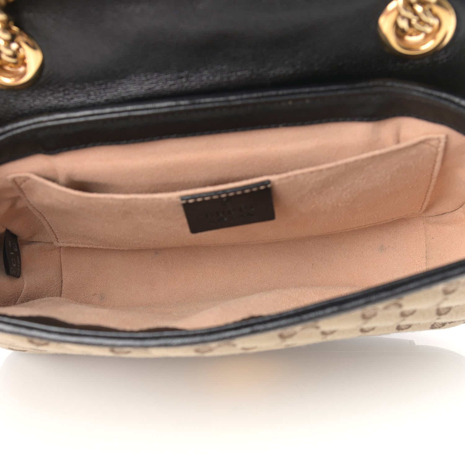 Gucci Monogram Matelasse Diagonal Mini GG Marmont Shoulder Bag Beige Black 5 of 10