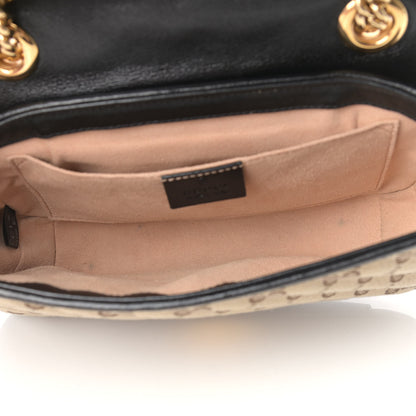 Gucci Monogram Matelasse Diagonal Mini GG Marmont Shoulder Bag Beige Black 5 of 10