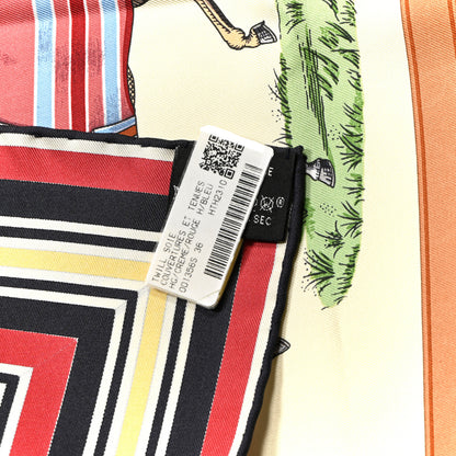 Hermes Silk Couvertures Et Tenues de Jour Scarf 90 Creme Rouge H Bleu Multicolor 3 of 6