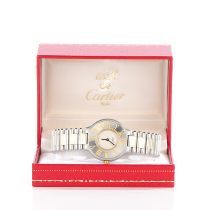 Cartier Stainless Steel 18K Yellow Gold 28mm Must De 21 Quartz Watch 7 of 9