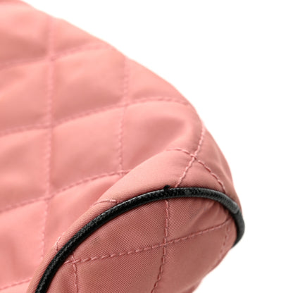 Prada Tessuto Nylon Saffiano Impunturato Quilted Barrel Pochette Pink Black 12 of 13