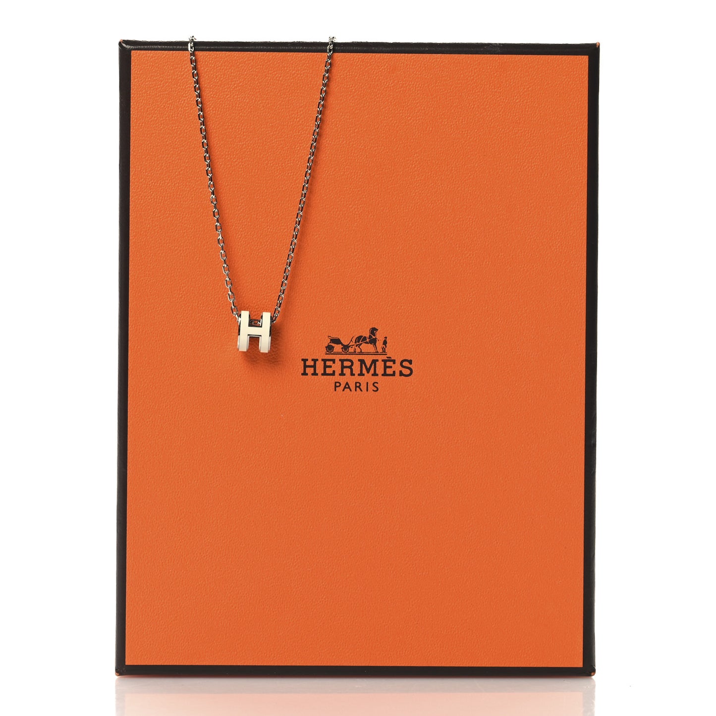 Lacquered Palladium Mini Pop H Pendant Necklace White