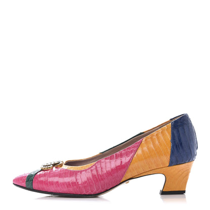 Gucci Snakeskin Crystal Double G Pumps 38 Multicolor 1 of 8