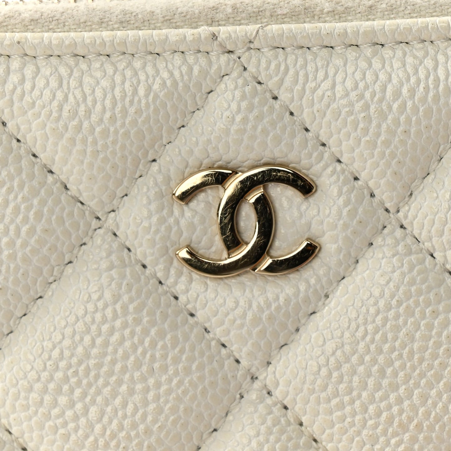 Caviar Quilted Small Pouch White