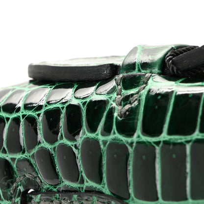 Hermes Shiny Porosus Crocodile Kelly Pochette Vert Cypress 18 of 19