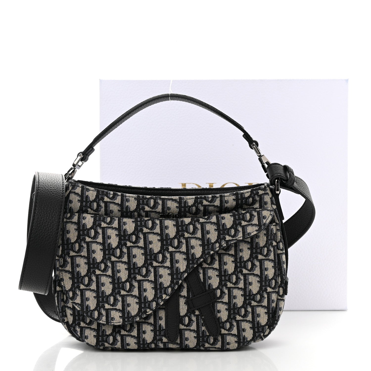 Christian Dior Oblique Mini Soft Saddle Bag Beige Black 12 of 12