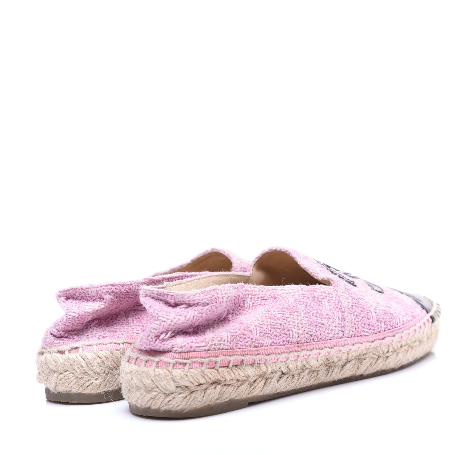 Chanel Tweed Patent CC Espadrilles 36 Pink Black 2 of 12