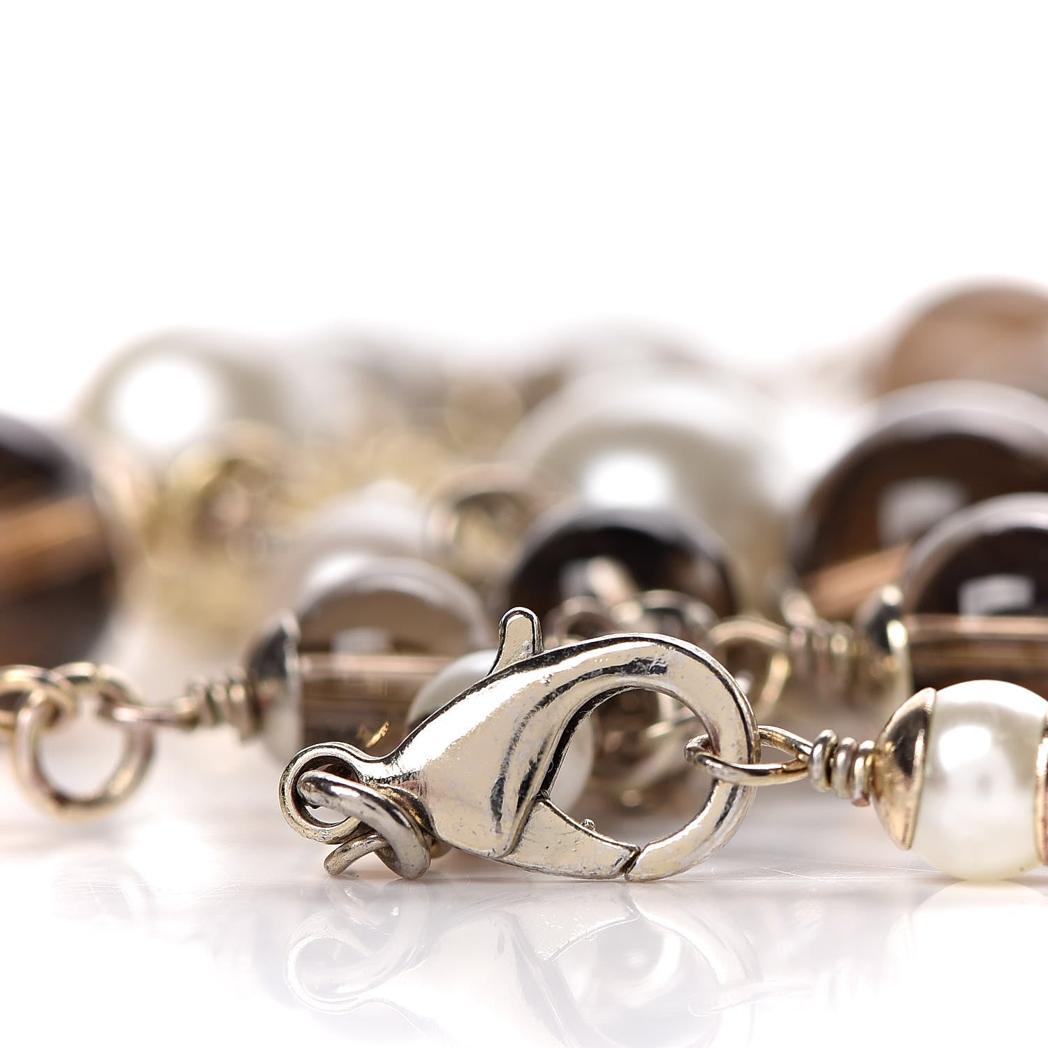 Chanel Pearl Bead Crystal CC Long Necklace Gold 4 of 4