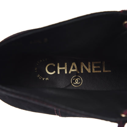 Chanel Suede Calfskin Lace Up Wedge Booties 40.5 Black 7 of 9