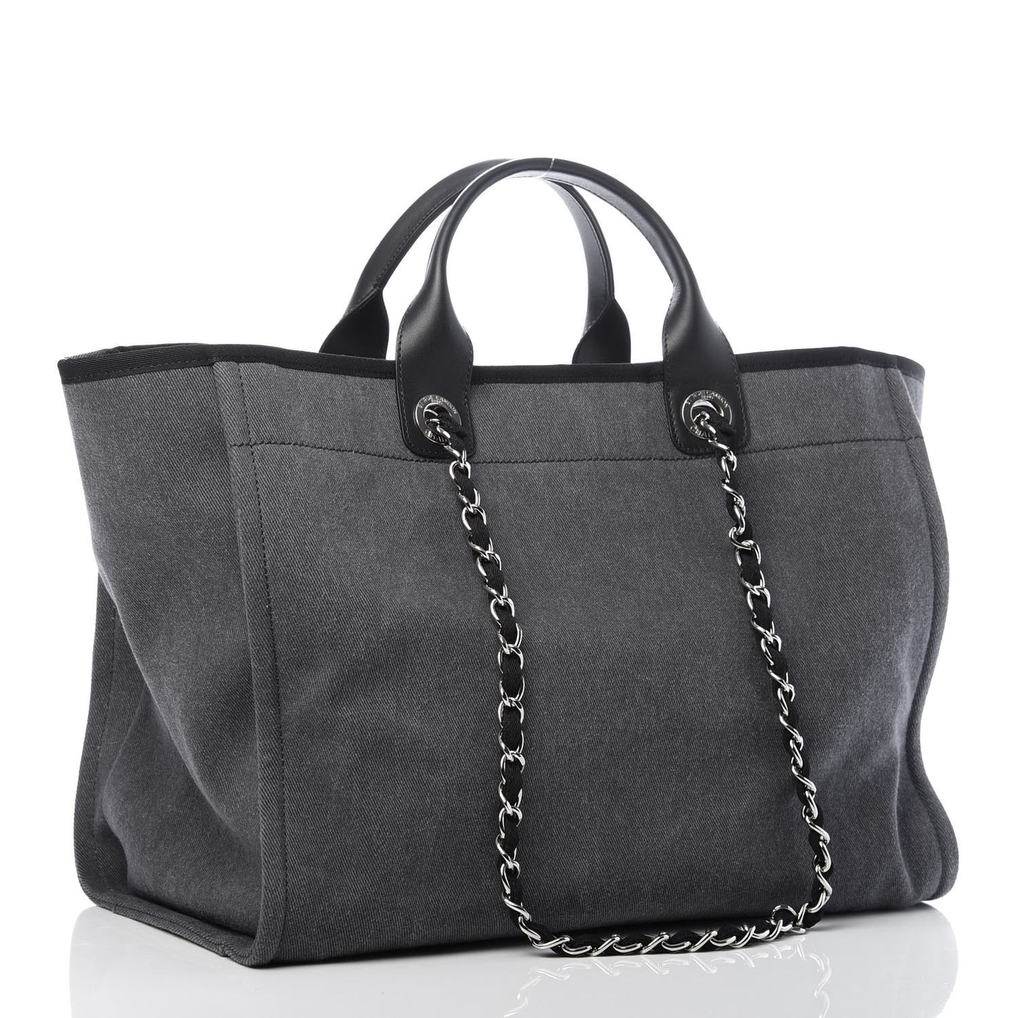 Canvas Sequin Large Deauville Tote Charcoal