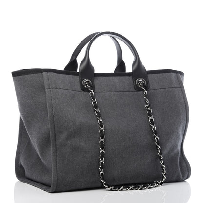 Chanel Canvas Sequin Large Deauville Tote Charcoal 3 of 9