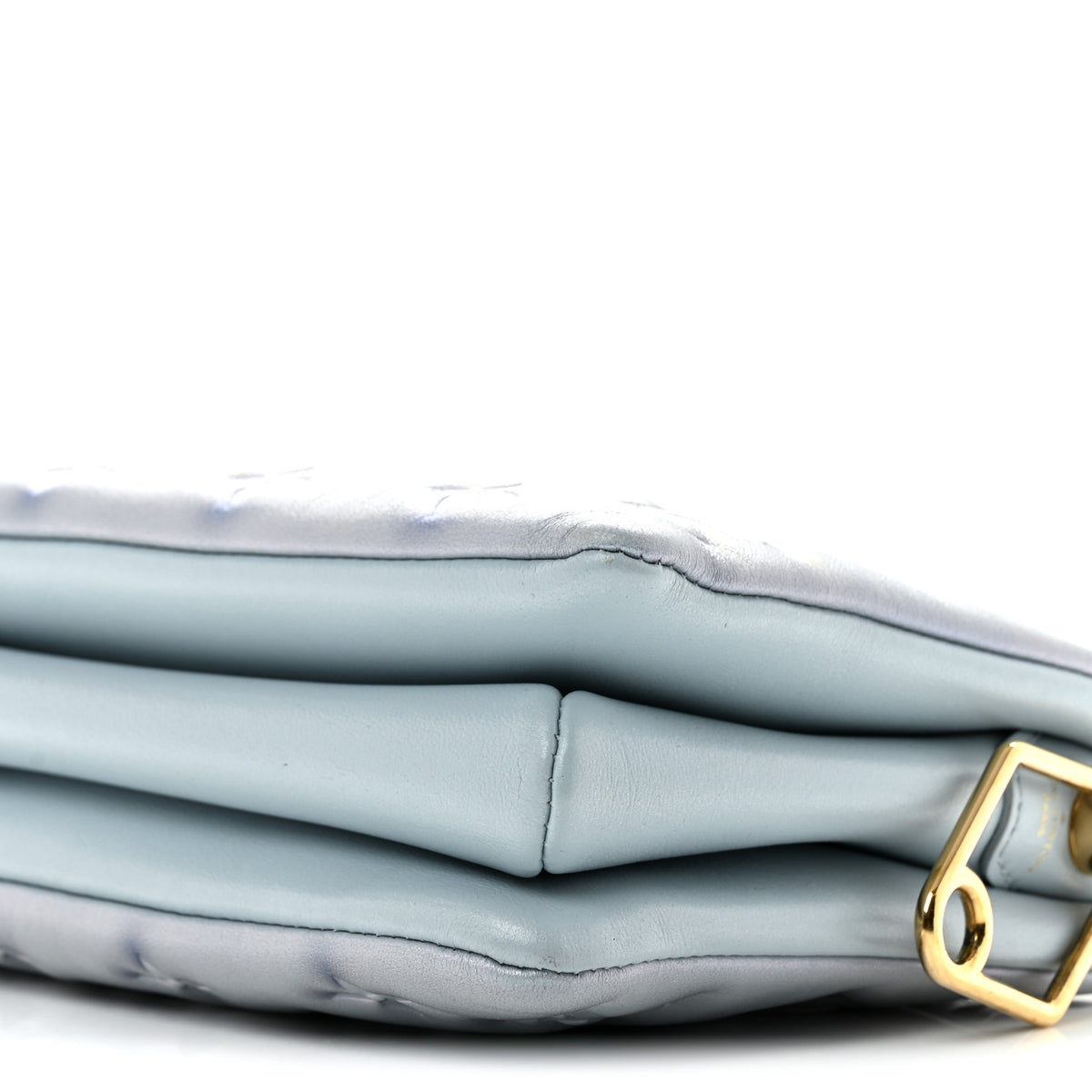 Metallic Lambskin Embossed Monogram Coussin BB Blue