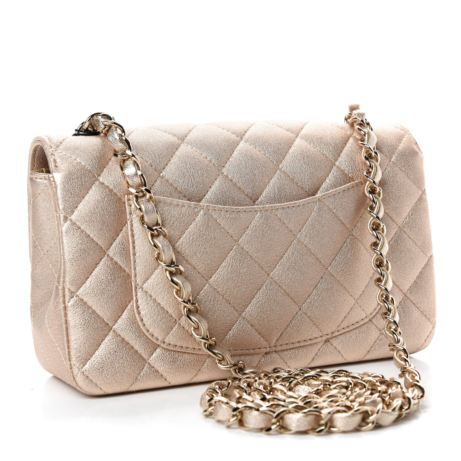 Chanel Metallic Lambskin Quilted Mini Rectangular Flap Gold 3 of 10