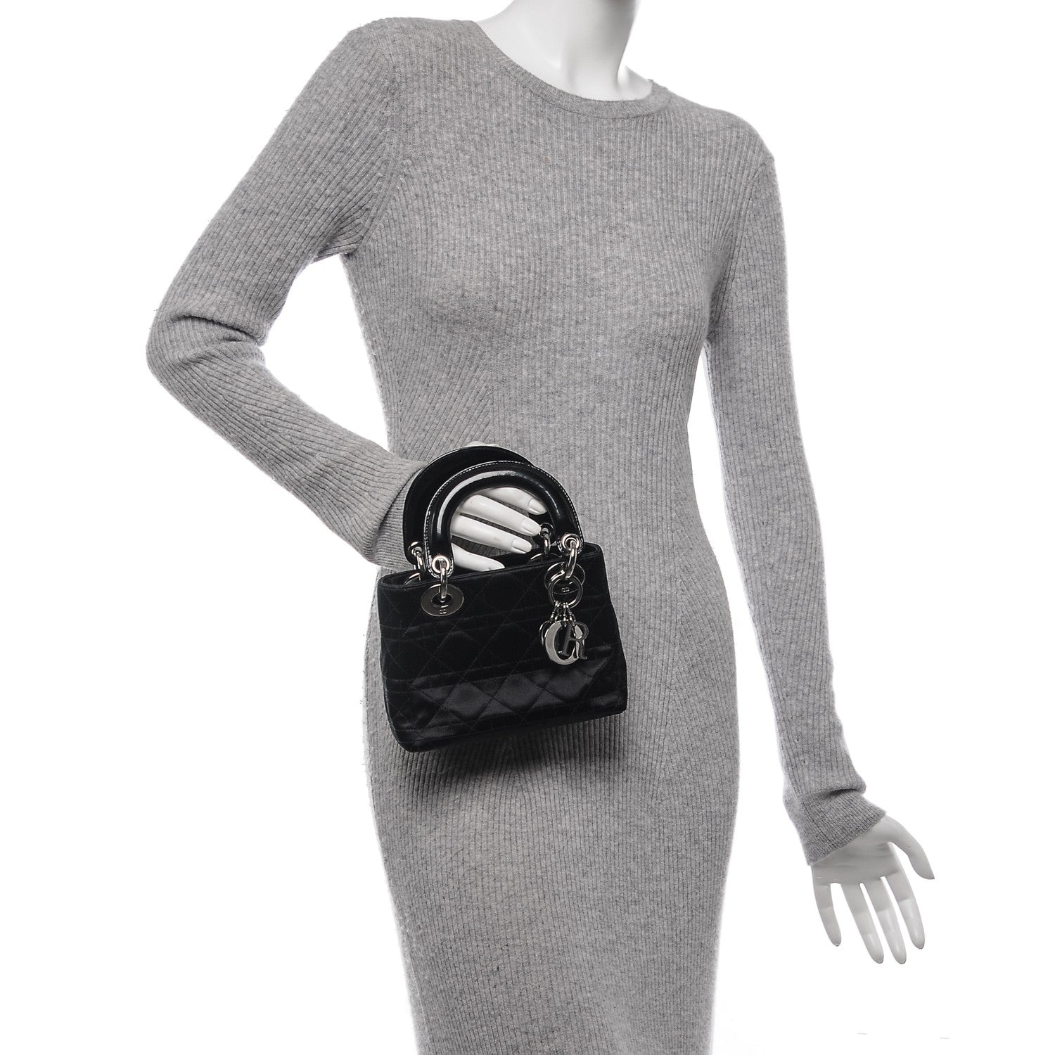 Christian Dior Satin Patent Cannage Mini Lady Dior Black 2 of 7
