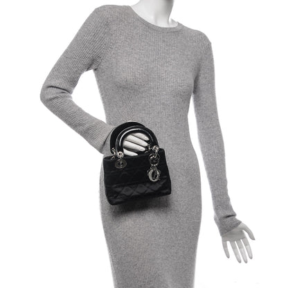 Christian Dior Satin Patent Cannage Mini Lady Dior Black 2 of 7
