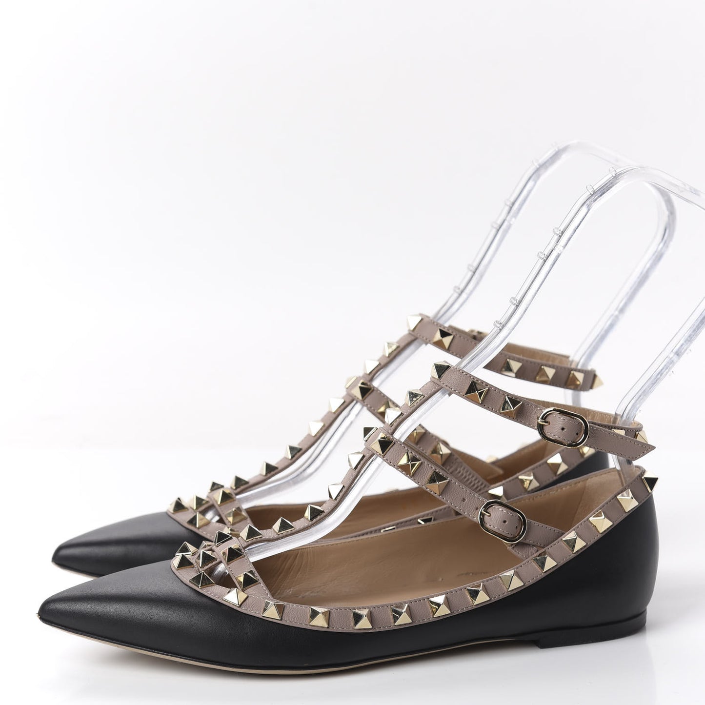 Nappa Rockstud Cage Ballerina Flats 37.5 Black Poudre