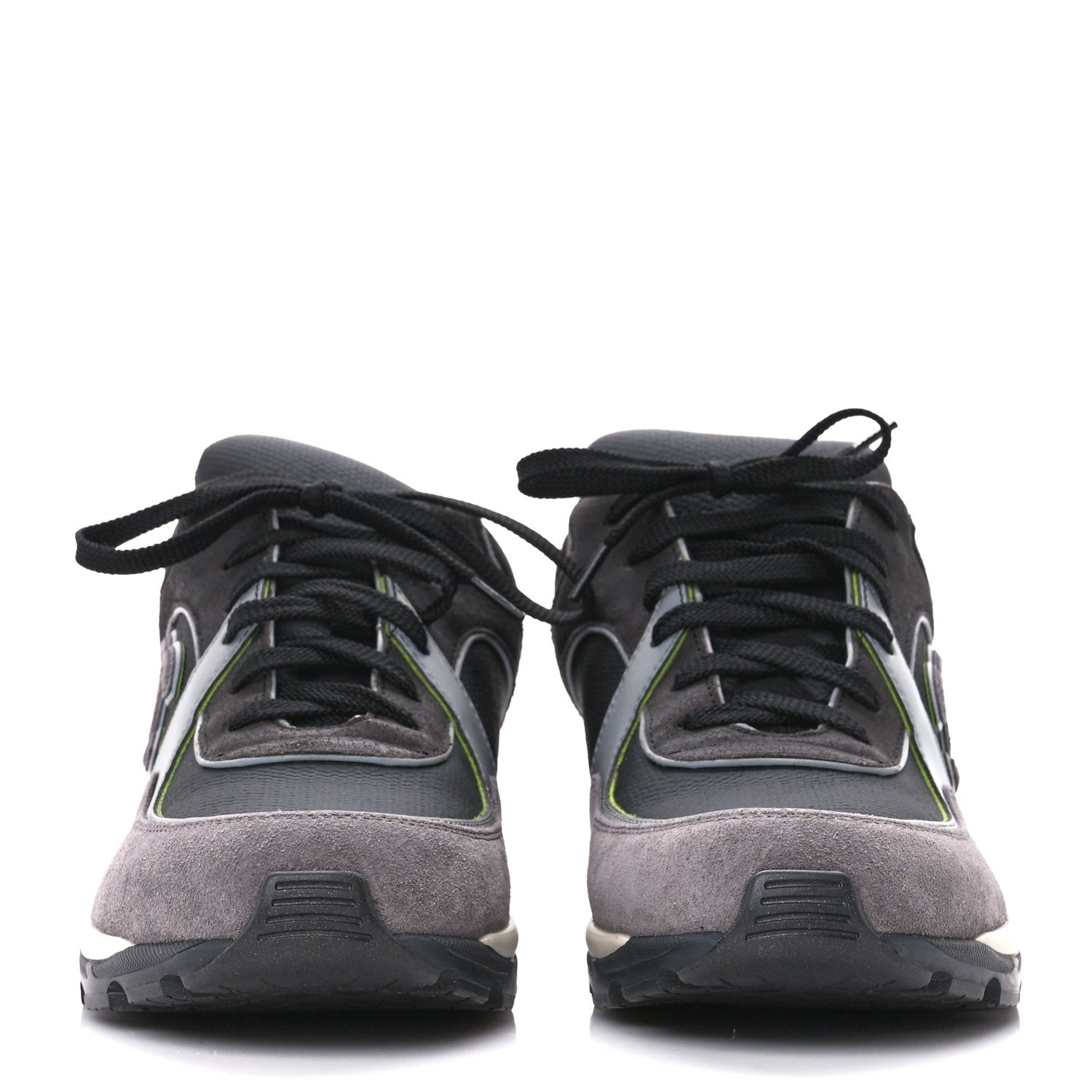 Chanel Calfskin Suede CC Sneakers 40 Black Grey 2 of 11