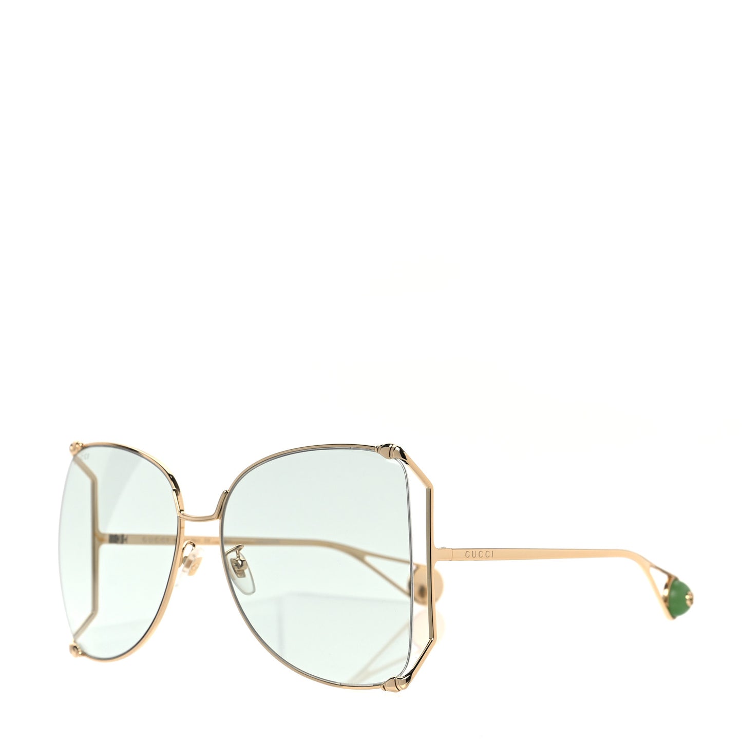 Metal Oversized Round Sunglasses GG0252S Gold Green
