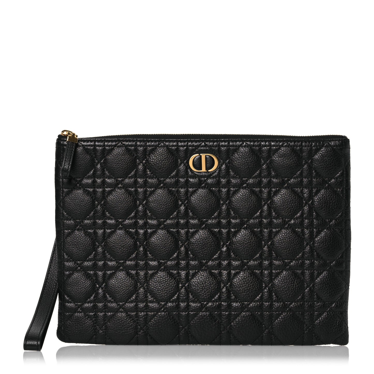 Supple Calfskin Cannage Large Caro Daily Pouch Black