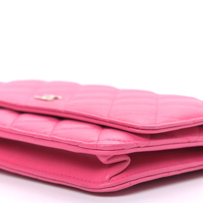 Chanel Lambskin Quilted Wallet On Chain WOC Pink 10 of 10