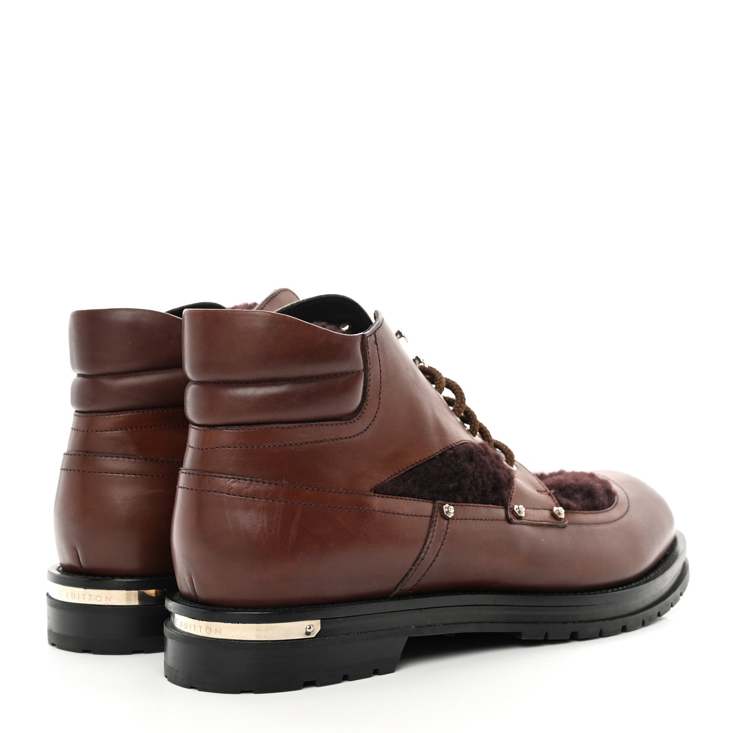 Louis Vuitton Calfskin Sherpa Mens Ankle Boots 10 Brown 4 of 16