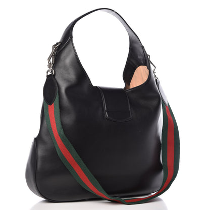 Gucci Calfskin Web Dog Embroidered Large Dionysus Hobo Black 4 of 12