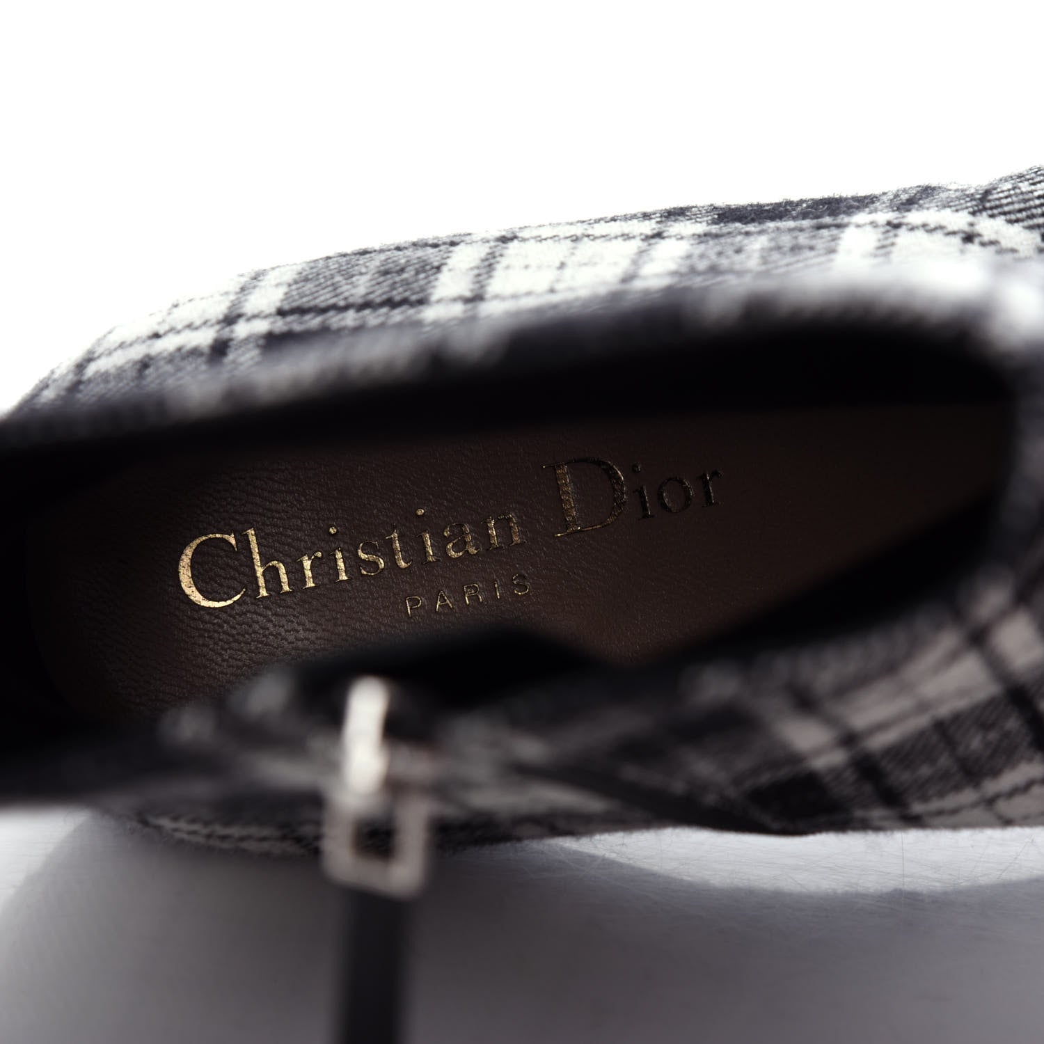Christian Dior Canvas Tartan Gang Ankle Boots 39 Black 8 of 10