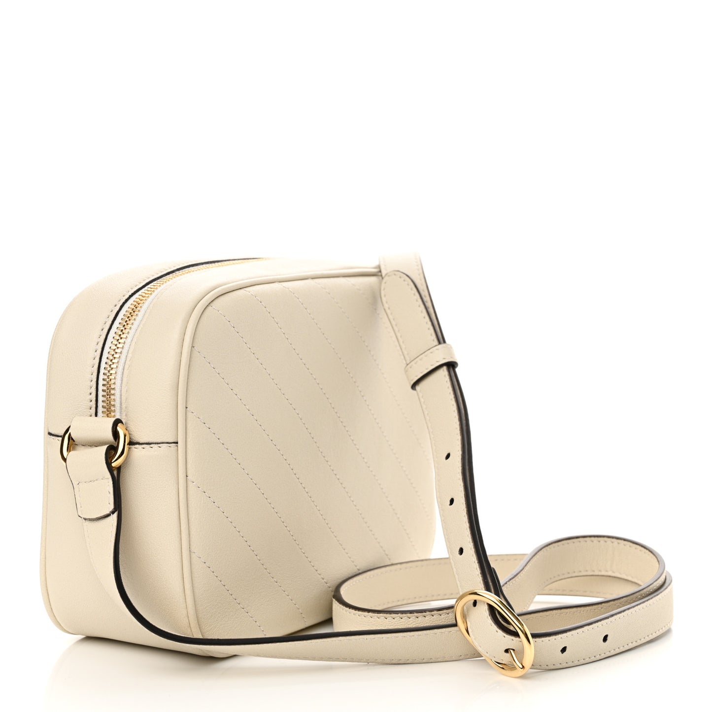 Sakai Be Green Calfskin Diagonal Stitched Small Blondie Shoulder Bag Mystic White