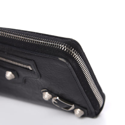 Balenciaga Agneau Giant 12 Silver Hardware Continental Zip Around Wallet Black 10 of 13