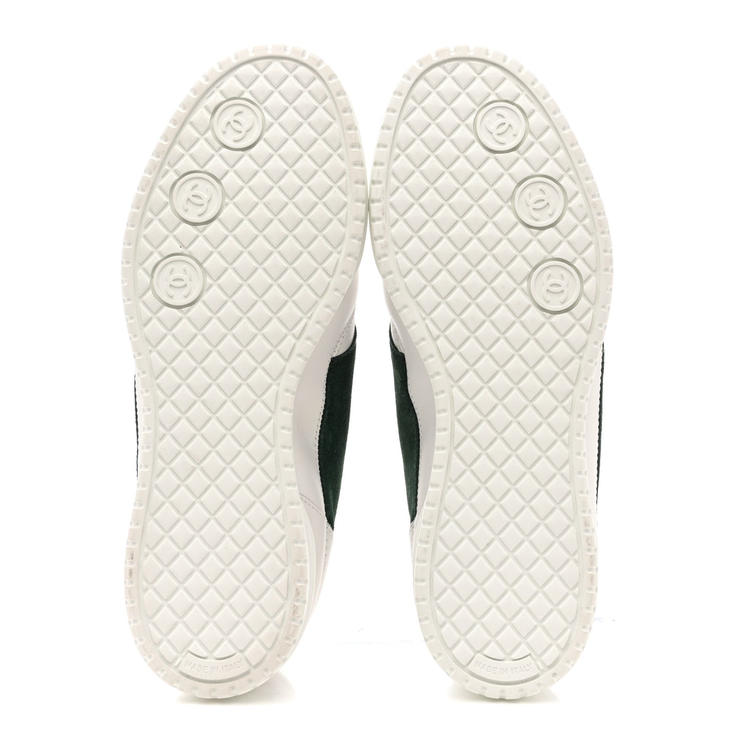 Calfskin Suede Calfskin Logo Womens Sneakers 37.5 White Dark Green