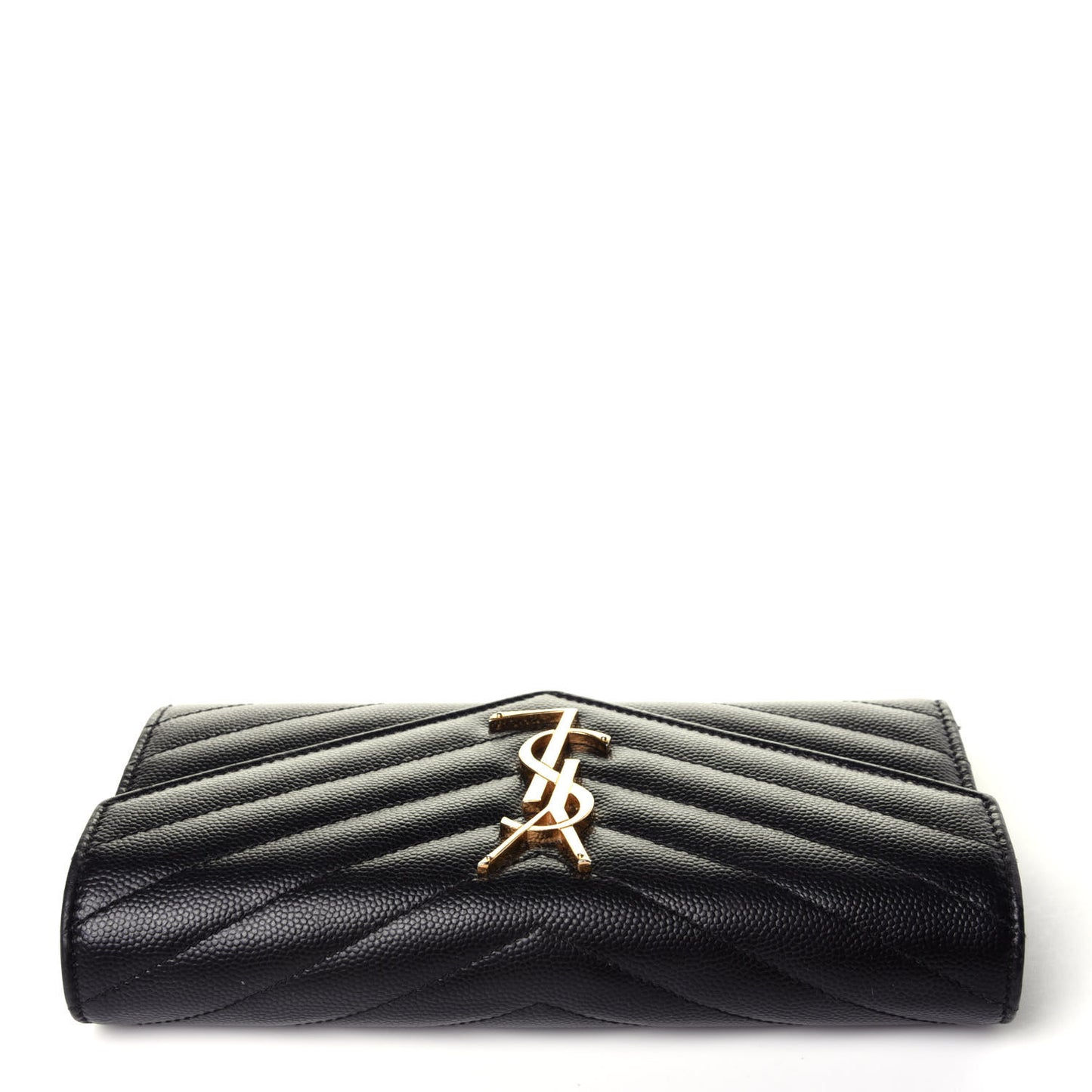 Grain De Poudre Matelasse Chevron Monogram Flap Wallet Black