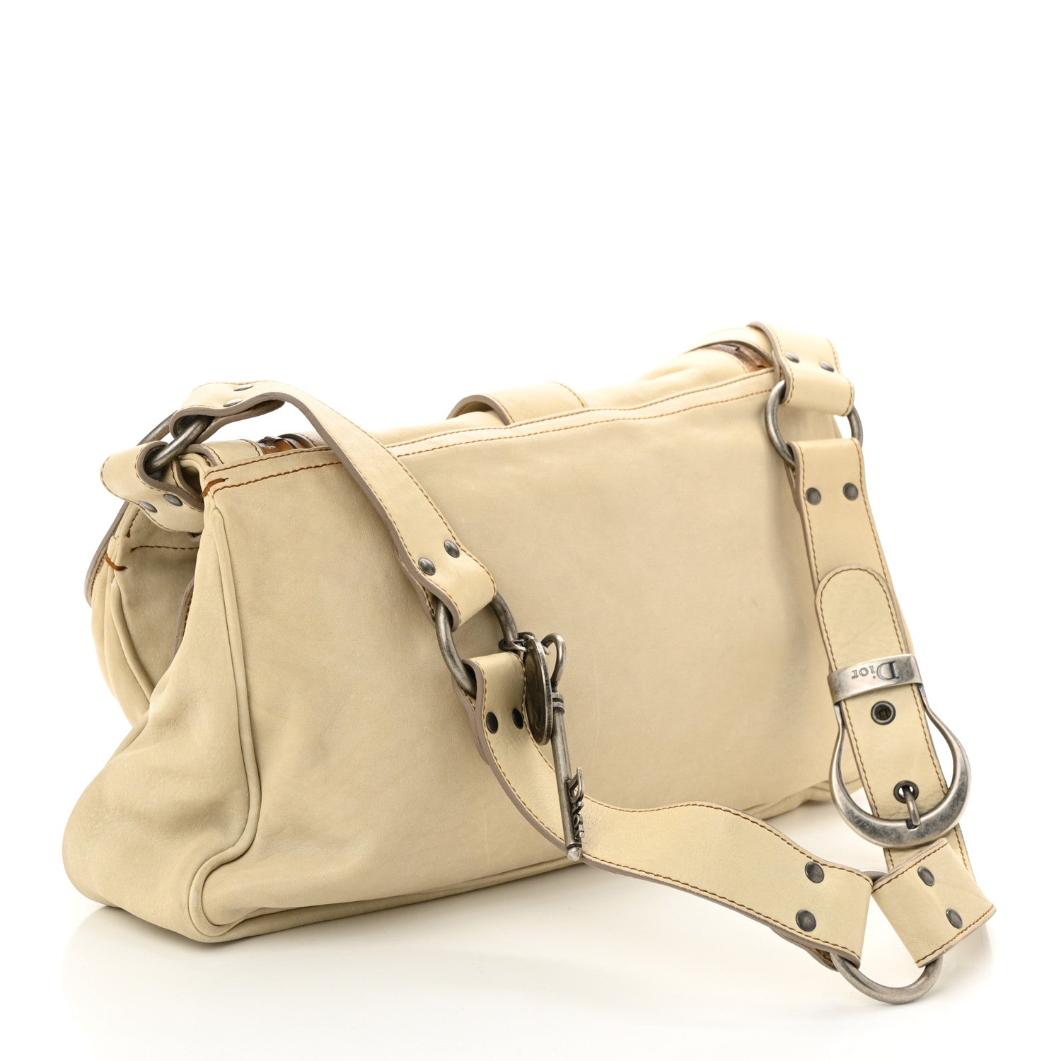 Christian Dior Calfskin Medium Gaucho Double Saddle Bag Ivory 3 of 13